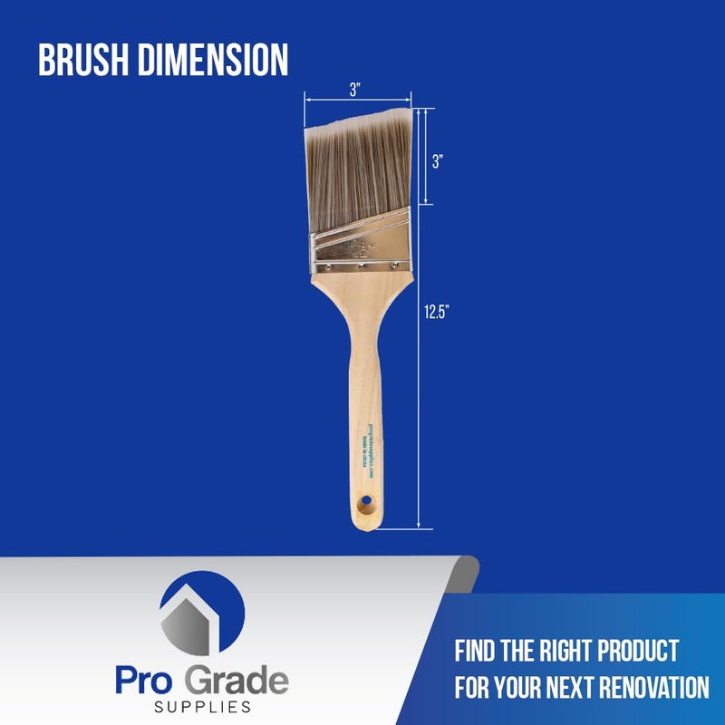 Pro-Grade Pro Grade - Paint Brushes - 12Ea 3" Angle Brushes - Image 2
